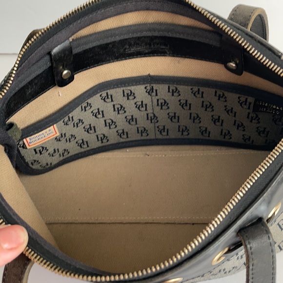 Dooney & Bourke Black Gray Leather Logo Canvas Bag - Picture 10 of 13